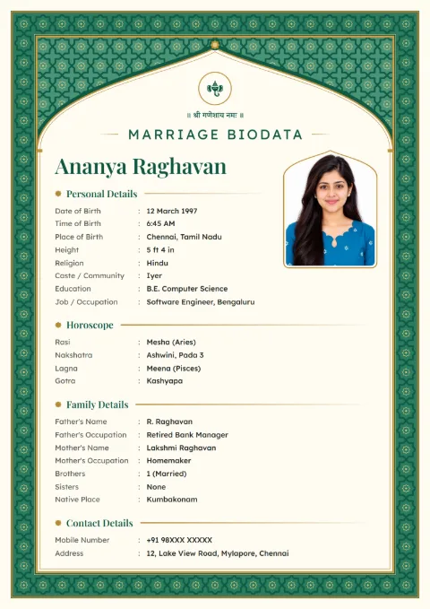 Mughal Jali marriage biodata design