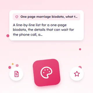 One Page Marriage Biodata, What to Keep