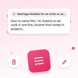 Marriage Biodata for an Actor or Actress