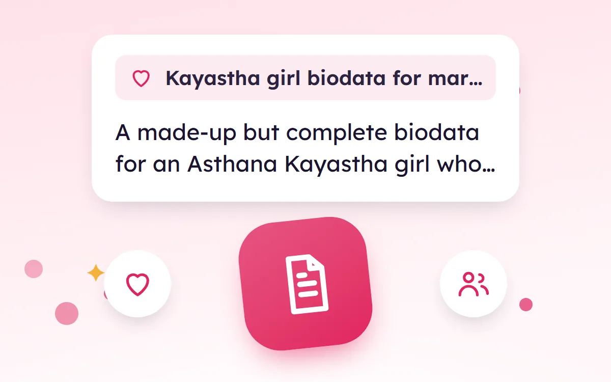 Kayastha Girl Biodata for Marriage, a Filled Sample