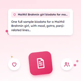 Maithil Brahmin Girl Biodata for Marriage, a Filled Sample